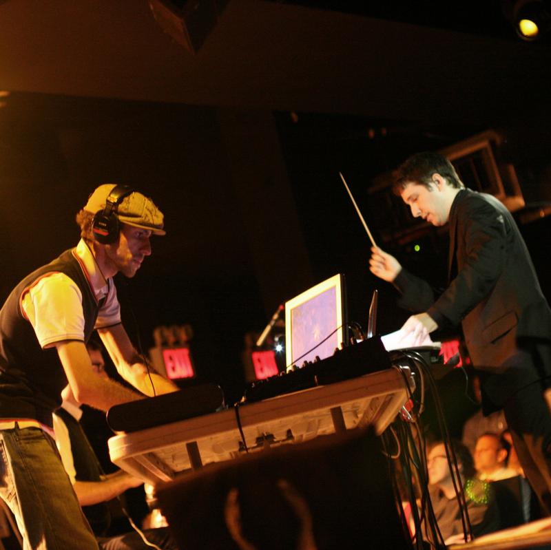 Electronic musician Ricardo Romaneiro (left) and  conductor Andrew Cyr (right), of the Metropolis ensemble.